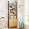 72.5 Inch 6-Tier Wall Mounted Ladder 3-Position Adjustable Shelf with Rattan Cabinet